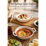 Tr Çift Kulplu Beyaz Porselen Fırın Kabı ve Servis Kasesi 12X15 cm - Kahvaltılık Meze ve Sufle - Genel