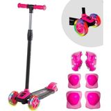 Tr Çocuk Işıklı Scooter Koruyucu Set, Başlangıç ve Ileri Seviye 3 Tekerlekli 2-7 Yaş 50 kg T - Çok Renkli