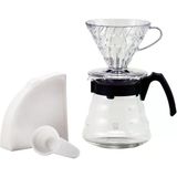 Tr Craft Kit V60 Cam Kahve Servisi Sunuculu Plastik Damlatıcı, Ölçüm Kaşığı Ve Filtreli, Borosilikat, Siyah, Boyut 2