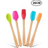 Tr Indigo 5 Li Renkli Bambu Silikon Spatula Seti Uzun 26CM - Çok Renkli - Genel