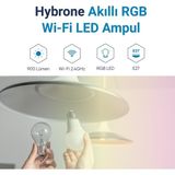 Tr LED Rgb Wi-Fi Akıllı Ampul, 16 Milyon Renk, 900 Lümen, E27 Duy, Uygulama ile Uzaktan Kontrol - Amber