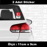 Tr Logolu Bayrak Plaka 2 Adet Sticker - Araba Motosiklet Kask Buzdolabi Cam Otomobil Atv Laptop Tablet Duvar Stickeri