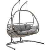 Tr Malta Çiftli Rattan Bahçe Salıncağı | Gri - 842196.Emn - Altın