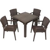 Tr Mandella Elit Rattan 90X90 Zeus Koltuk Masa Takımı Kahverengi - 1