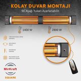 Tr Mirkraft Square 2800 Watt Elektrikli Isıtıcı, IP45, LED Gösterge, Uzaktan Kumandalı Duvar I - 1 W
