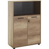 Tr Newyork 3 Raflı Kilitli Kapaklı Kitaplık-Açık Ceviz(Tori) 72X110X34 cm (Gxyxd) - Genel