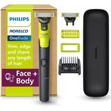 Tr Philips Norelco Oneblade 360 Bağlantılı - Hibrit Yüz Ve Vücut Elektrikli Düzeltici, Tıraş Makinesi Ve Bakım Makinesi, 360 Blade Tech, 5'İ 1 Arada Tarak, Gövde Kiti, Seyahat Çantası