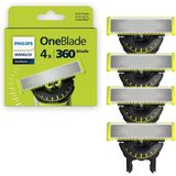Tr Philips Norelco Oneblade 360 Bıçaklar, Oneblade Elektrikli Tıraş Makinesi Ve Düzeltici İçin Orijinal Yedek Bıçaklar, 4'Lü Paket, Qp440/80