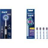 Tr Pro Serisi 1 Siyah Elektrikli Diş Fırçası, 1 Diş Fırçası Başlığı, Braun Tasarımı + Oral-B 3D White X-Filament Şarjlı Diş Fırçası Yedek Başlığı 4 Adet