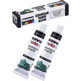 Tr Siyah Kontür Boyası 25 ml 2 Adet Cam Vitray Boyası Kontur Siyah Vitray Çalışması - 0-Koyu Mavi