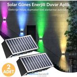 Tr Technosmart 2ADET Güneş Enerjili Çift Taraflı 6 Ledli Aplik Rgb Işık Duvar Lambası Bahçe - Genel