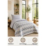 Tr Tek Kişilik Pike Çift Taraflı Kapitone Pike ve Yatak Örtüsü Takımı – 160X230 cm Desenli (Çarşafsız) (Gri, Tek) - 001-Renkli - 10 x 10 cm