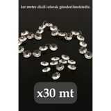 TR Turan Collection 30 Metre Kristal Dizili Gümüş Halkalı Organizasyon, Avize Taşı - 14 mm Çift Delikli - 1500 Adet Taş