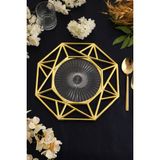 TR Turan Collection Geometrik 6'lı Supla Seti Gold Renk, Lüks Sert Plastik Supla Seti - 35 x 35 cm