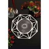 TR Turan Collection Geometrik 6'lı Supla Seti Gümüş Renk, Lüks Sert Plastik Supla Seti - 35 x 35 cm
