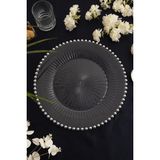TR Turan Collection Inci 6'lı Supla Seti Gümüş Renk, Lüks Sert Plastik Supla Seti - 35 x 35 cm