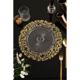 TR Turan Collection Lale 6'lı Supla Seti Gold-Şeffaf Renk, Lüks Sert Plastik Supla Seti - Altın - 35 x 35 cm