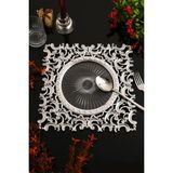 TR Turan Collection Mona 6'lı Supla Seti Gümüş Renk, Lüks Sert Plastik Supla Seti - 35 x 35 cm