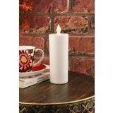 TR Turan Collection Pilli Led Silindir Mum 15 cm, Baton Mum Beyaz Renk