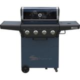 Tr X450 Klasik Barbekü, Lpg'li Barbekü Mangal Ayaklı, 20.25 Kw Isı Gücü, Termometreli Cam Kapak, Tekerlekli, Gri Mavi