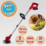 Tr Yan Tırpan Elektrikli Şarjlı Çim Ot Biçme Kesme Rodex RDX9022 Li-On Çift Batarya Akülü 15