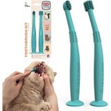 Tr Yumuşak Kedi Diş Fırçası Seti - Köpekler Için Uygun - Gıda Sınıfı Silikon - Kedi Diş Bakımı, Kedi Diş Temizleme, Kedi Diş Fırçalama Seti (Tropikal Deniz Mavisi) - Abanoz
