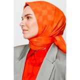 Trablus Tesettür Kadın Dama Desen İpeksi Jakar Şal