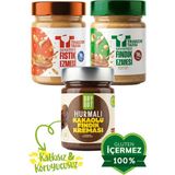 Trabzon Tarım Şekersiz Fıstık Ezmesi + Fındık Ezmesi + Hurmalı Kakaolu Fındık Kreması (300G Deneme Paketi) - 300 gr