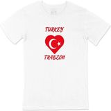 Trabzon Türkiye Bayraklı Kalpli Tişört - Beyaz - S