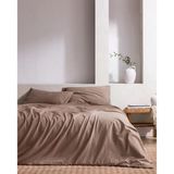 Tracey King Size%100 Pamuk Pileli Linen Look Yıkamalı Çarşaflı Nevresim Takımı - Vizon