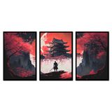 TracyArt Samuray Japon Dekoru Estetik Posterler 33 x 43 cm Paket 3 - Yurt, Yatak Odası, Oturma Odası için Samuray Posterleri - Japon Odası Dekoru Estetik