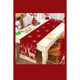 Trade Bazaar Bordo Altın Noel Masa Örtüsü | Geyik ve Kar Tanesi Desenli Dikdörtgen Yılbaşı Sofra Dekoru (1 Adet)