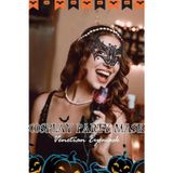 Trade Bazaar Kadın & Erkek Halloween Dantel Maske – Siyah Venedik Tarzı Maske Balosu Göz Maskesi, Kostüm ve Parti Aksesuarı