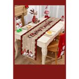 Trade Bazaar Noel Masa Örtüsü 35x180 cm | Kırmızı Yeşil Cüce ve Kar Taneli Desen | Dayanıklı Polyester Yılbaşı Masa Dekoru