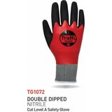 Traffi Gloves TG1072 Su Geçirmez Çift Daldırma Kesim Seviyesi A Güvenlik Eldiveni - Kırmızı - 8