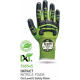 Traffi Gloves TG5545 Dokunmatik Ekran Uyumlu Darbe Emici Nitril Köpük Kesim Seviyesi E Premium Güvenlik Eldiveni - Yeşil - 9