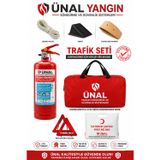 Trafik Seti 1 Kg Yangın Söndürücü İlk Yardım Çantası Reflektörlü Üçgen Çekme Halatı Takoz