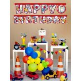 Trafik Temalı Happy Birhtday Yazı Banner Doğum Günü Parti Süsü