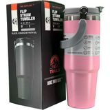 Trailx Paslanmaz Çelik 30 OZ/887 ml Pembe Termos, Taşıma Sapı ile Uzun Süre Sıcak Tutma