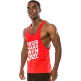 Train Hard Win Easy Gym Fitness Tank Top Sporcu Atleti Kırmızı - Renkli - Renkli