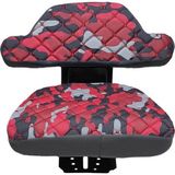 Traktör Koltuk Kılıfı - Sabit Kolçak - Kırmızı Kamuflaj -ithal Impertex- Bb-730