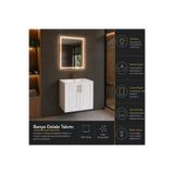 trakya banyo Banyo dolabı seti 60'lık alt dolap membran kapak seramik lavabo led aydınlatmalı ayna