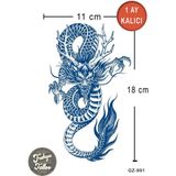 Trakya Tattoo 1 Ay Kalıcı Dövme Yarım Kol Ejderha Geçici Dövme - Siyah