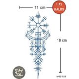 Trakya Tattoo 1 Ay Kalıcı Dövme Yarım Kol Vegvísir (Yol Gösteren Pusula) Geçici Dövme - Siyah