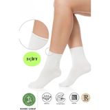 Trampler 3 Çift Unisex Bambu Çorap Lastiksiz Beyaz Soket Çorap Sıkmayan Çorap - 36 - 40