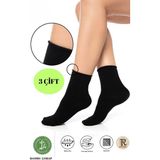 Trampler 3 Çift Unisex Bambu Çorap Lastiksiz Siyah Soket Çorap Sıkmayan Çorap - 36 - 40