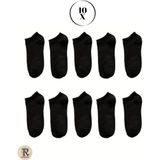 Trampler Unisex 10 Çift Ekonomik Siyah Patik Pamuk Çorap - 36 - 40