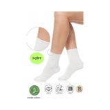 Trampler Unisex 3 Çift Bambu Çorap Lastiksiz Beyaz Soket Çorap Sıkmayan Çorap Beyaz