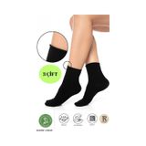 Trampler Unisex 3 Çift Bambu Çorap Lastiksiz Siyah Soket Çorap Sıkmayan Çorap Siyah