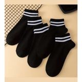 Trampler Unisex 5 Çift Kısa Çemberli Çorap Kolej Patik Siyah Çorap - 36 - 40